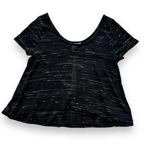 BCBGeneration Black Ribbed Lightweight Open Back Crop Top - Small